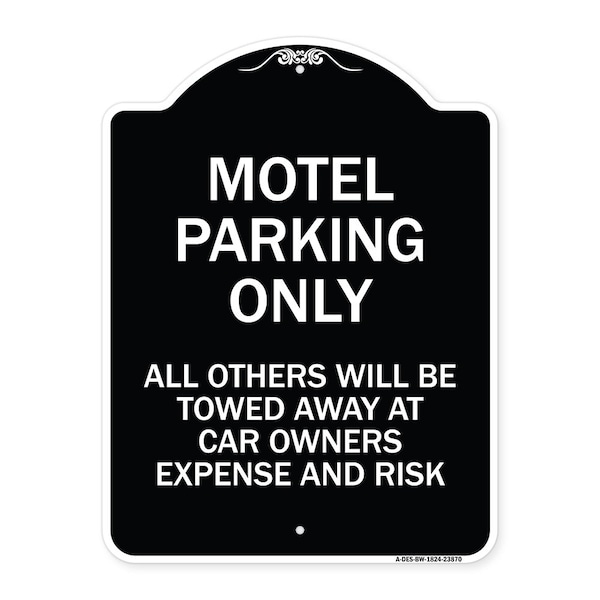 Signmission Motel Parking All Others Towed Heavy-Gauge Aluminum Architectural Sign, 24" x 18", BW-1824-23870 A-DES-BW-1824-23870 - main